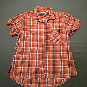 LL Bean Traverse Plaid Short Sleeve Button‎ Up Shirt Men's XS Red Blue White